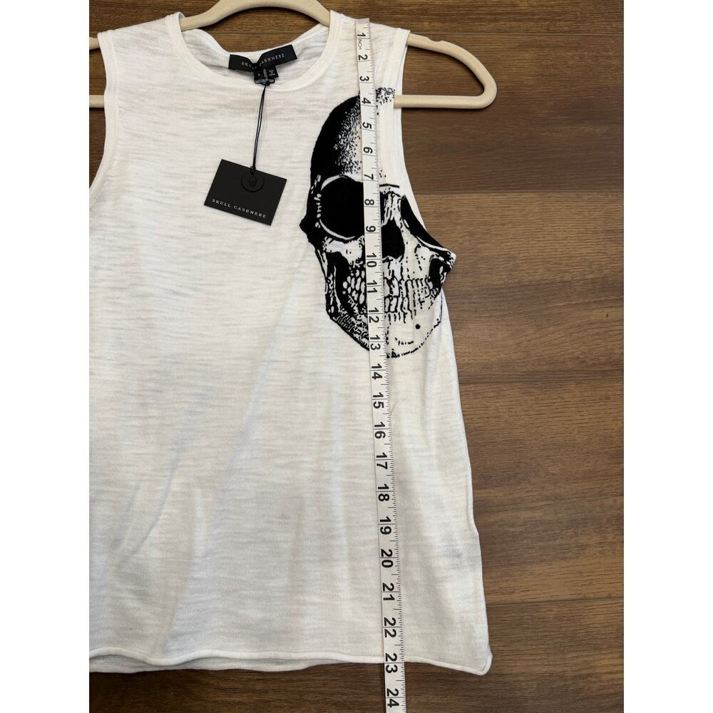Skull Cashmere Muscle Tank with Skull Print in White size Small - Picture 8 of 9